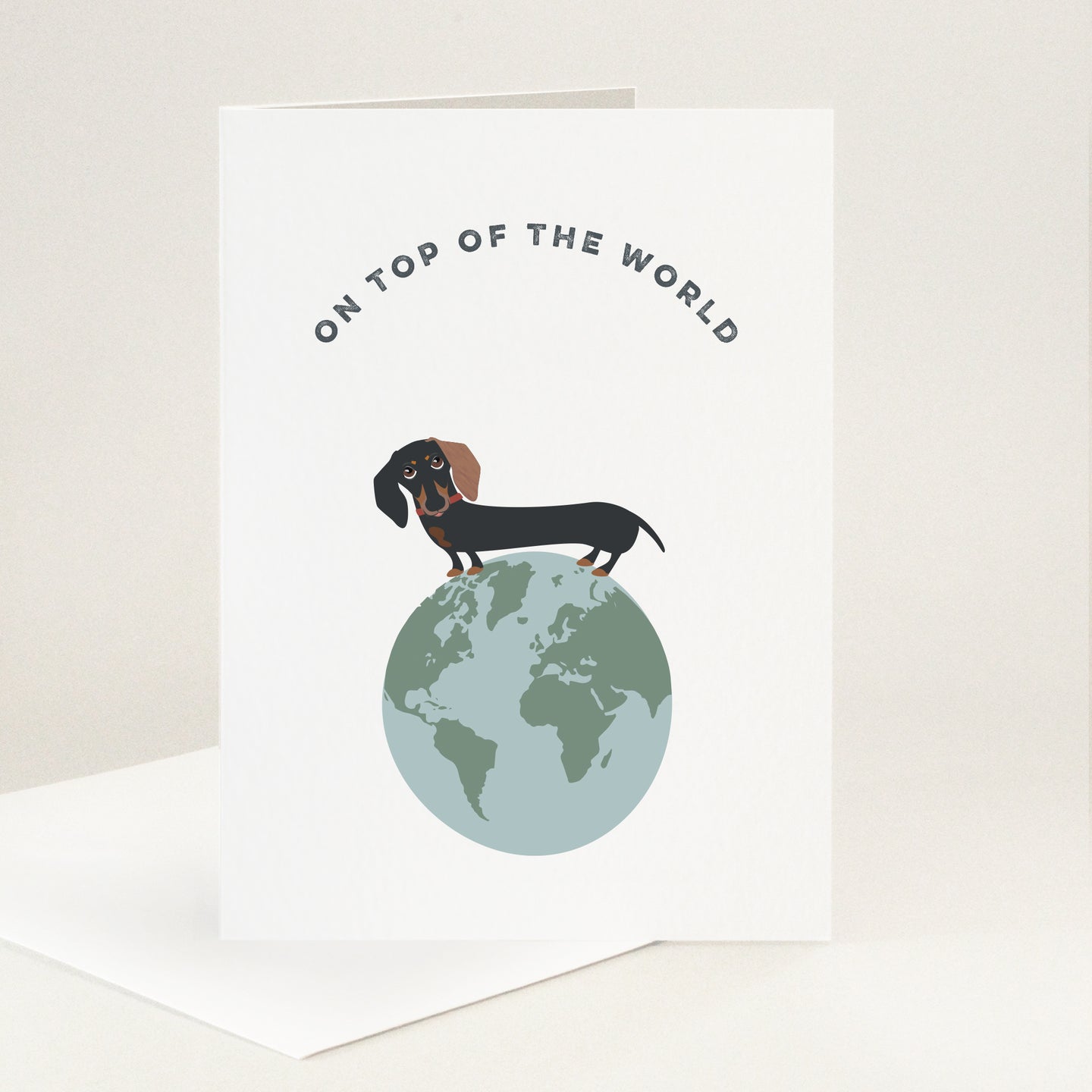 Winston Sausage Dog On Top of the World card